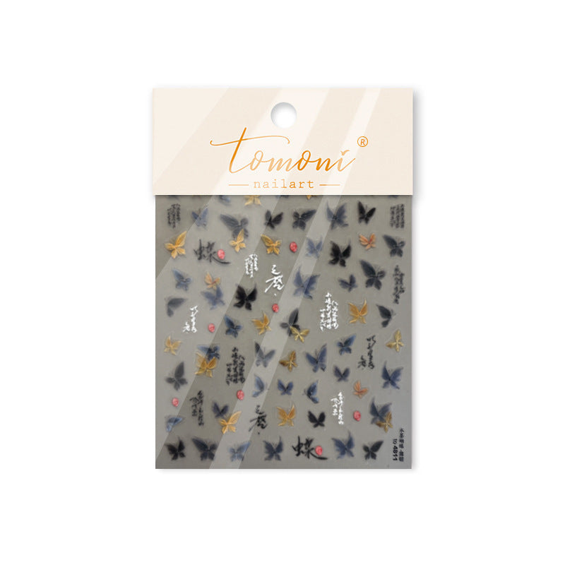 365nails: "Ink Wash Calligraphy Butterfly" – nail art stickers