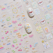 365nails: "cute cat butterfly doodle embossed set" – Nail Art Stickers