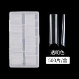 Nail Tips nail plate semi-sticker, light sticker, transparent XXL water pipe nail 500 pieces, boxed flat head fake nail, extended patch nail art.