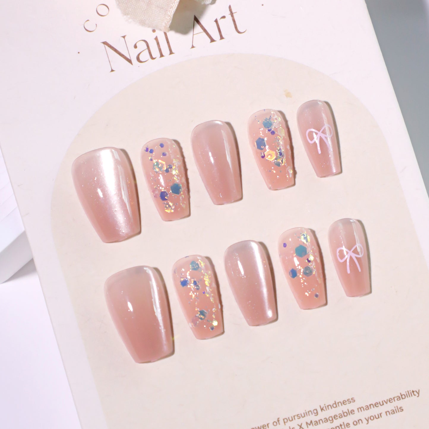 Soft Clear Glitter Square Press On Nails Style