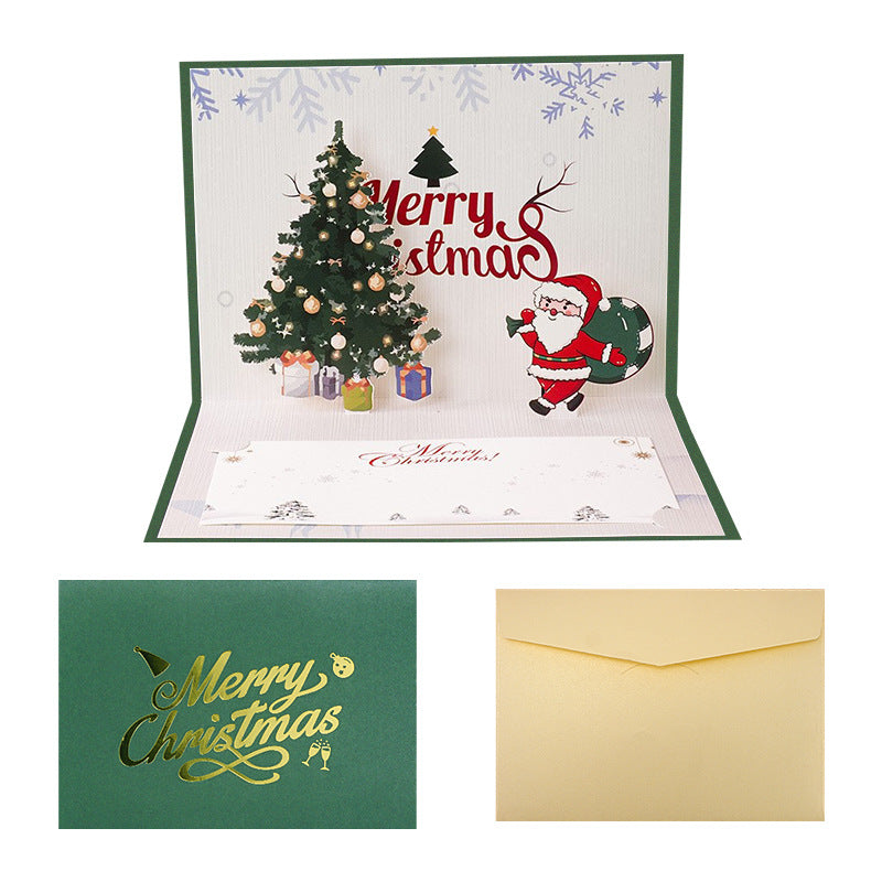3D three-dimensional Christmas card creative Christmas Eve gift blessing Christmas envelope custom bronzing