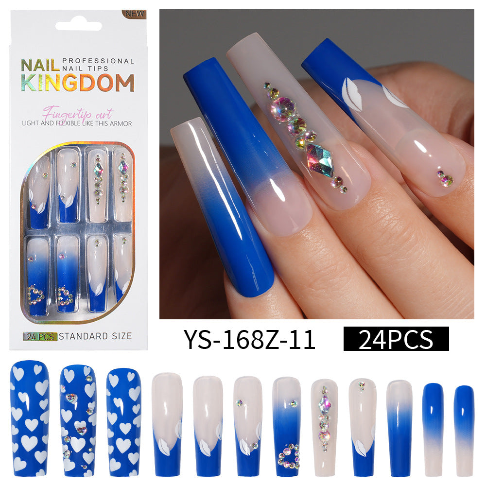 Long press on nails, French versatile patch nail art removable prefabricated fake nail press on nails piece