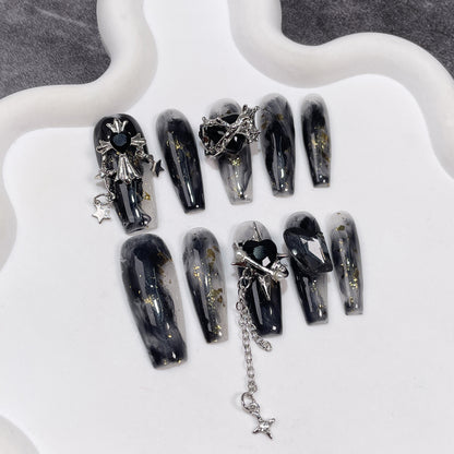 Handmade Nail Dark Smudge Spice Girl Long Nail Patch  Style Pendant Wearable Nail Patch｜365nails