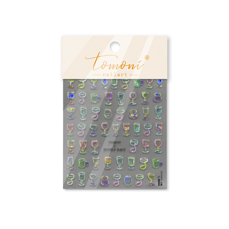 Colorful Jelly Cup: "Sweet Cocktail Party" – 5D Embossed Nail Sticker