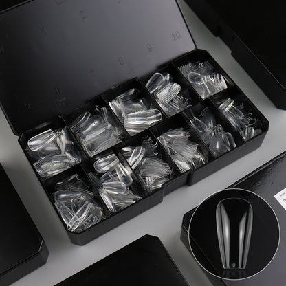 Nail Tips Hot-selling transparent short ladder nail pads 504 pieces C arc seamless nail pads full stickers trapezoidal fake nail press on nails pads