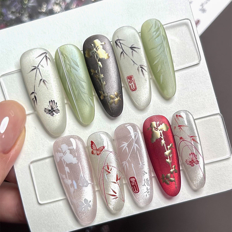 365nails: "ink wash plant & butterfly chinese style" – Nail Art Stickers