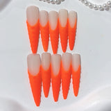 Neon Orange Gradient Textured Statement Press On Nails