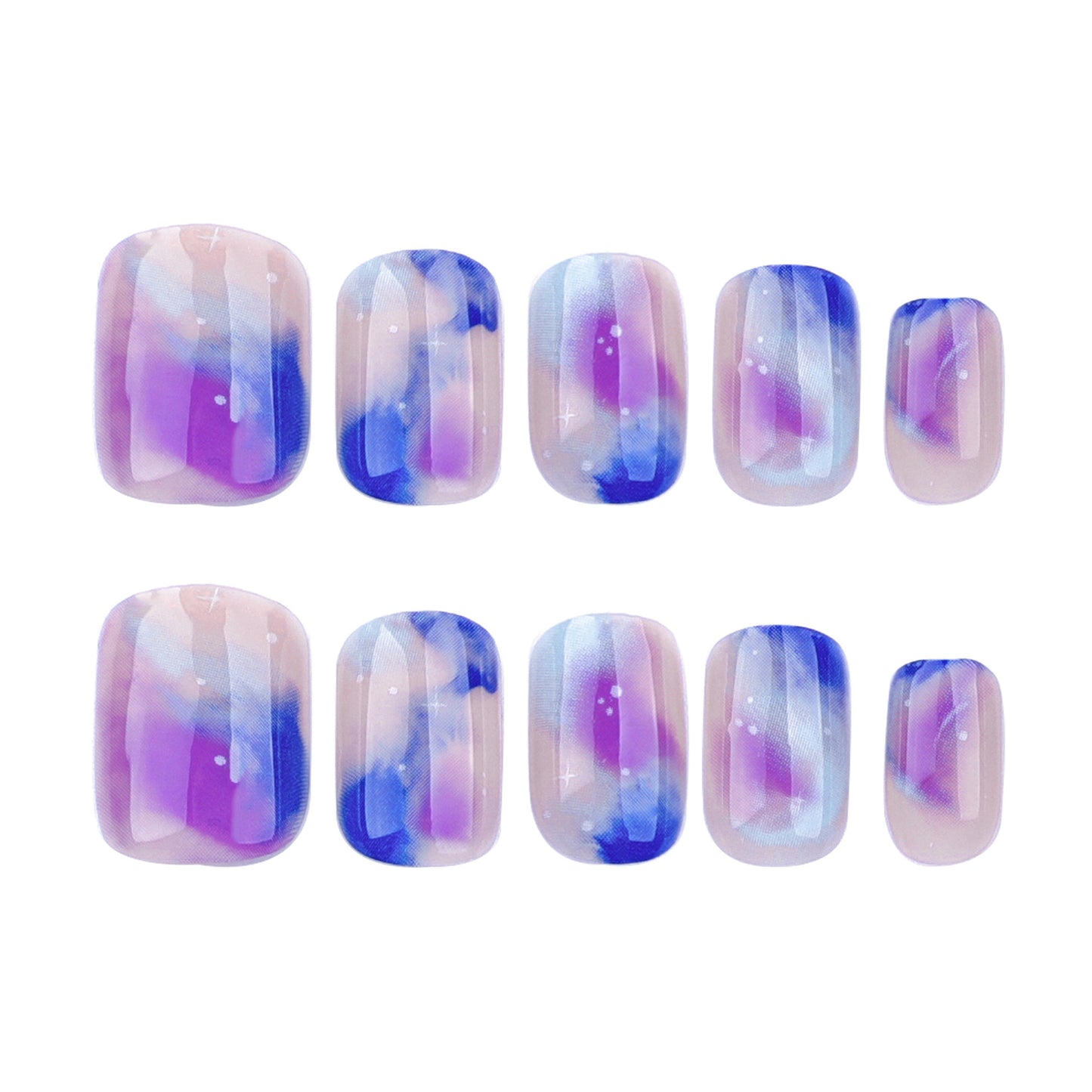 Short Short Round Wearing Nail Pads Wholesale Color Smudge Nail Art False Nails Galaxy Star Nail Art Nail Patch｜365nails