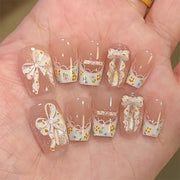 3D 蝴蝶結短款芭蕾形貓眼穿戴甲 — 熱賣｜365nails