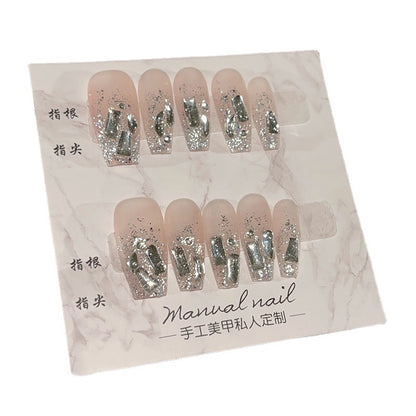 Full diamond flash medium and long spring and summer manicure detachable Handmade manicure bridal manicure｜365nails