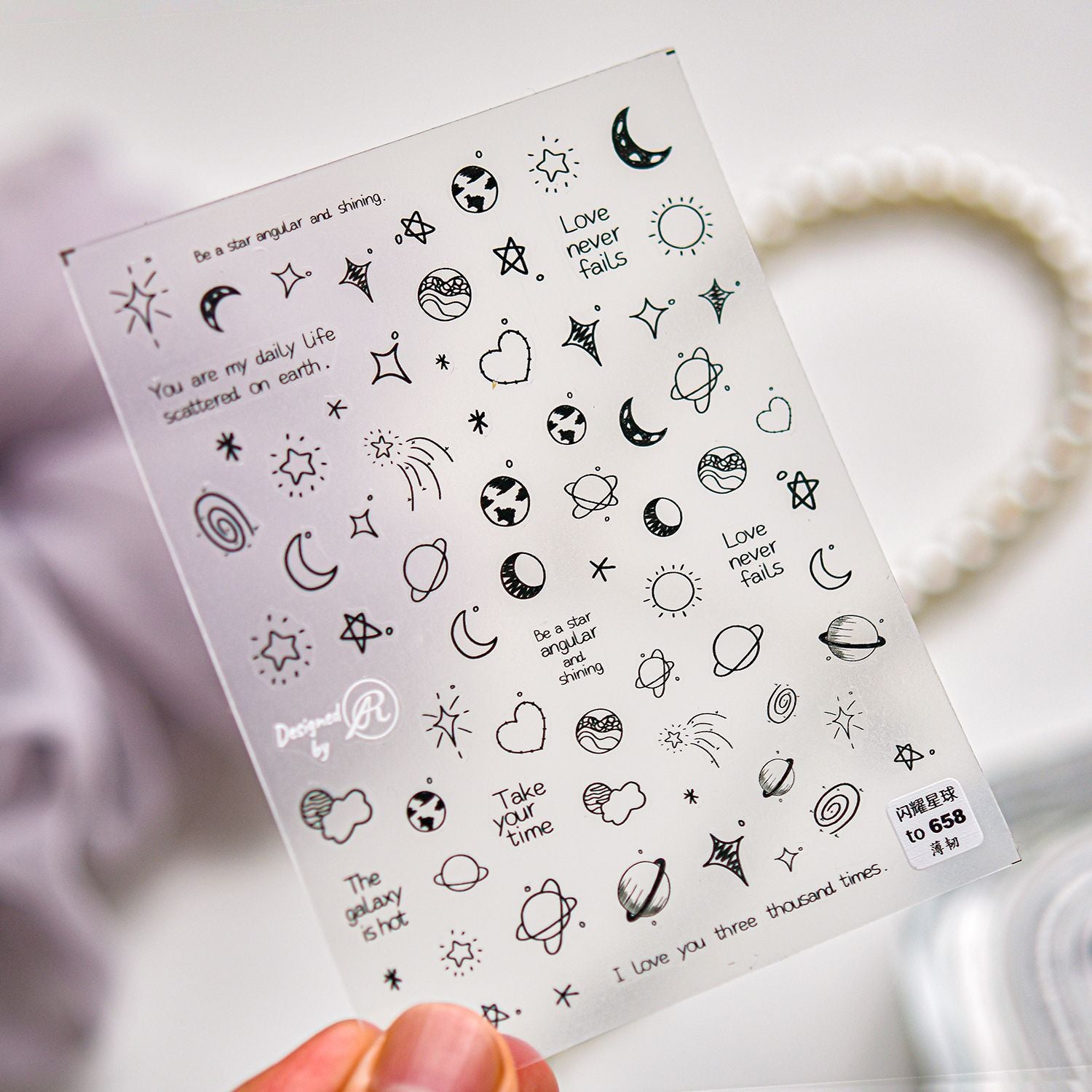 365nails: 빨간 아웃라인 하트 – 네일 아트 스티커