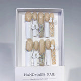 Soft Nude French Bow Crystal Elegance Press On Nails