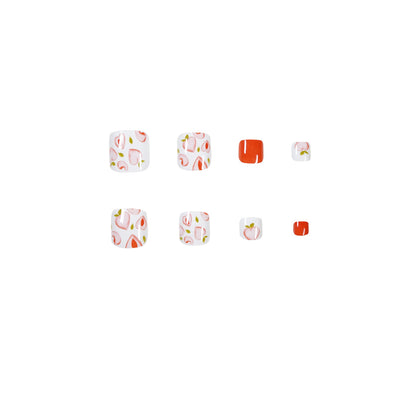 Summer sweet peach tender orange foot nail press-on nails art finished fake nail nail nail patch removable nail piece｜365nails