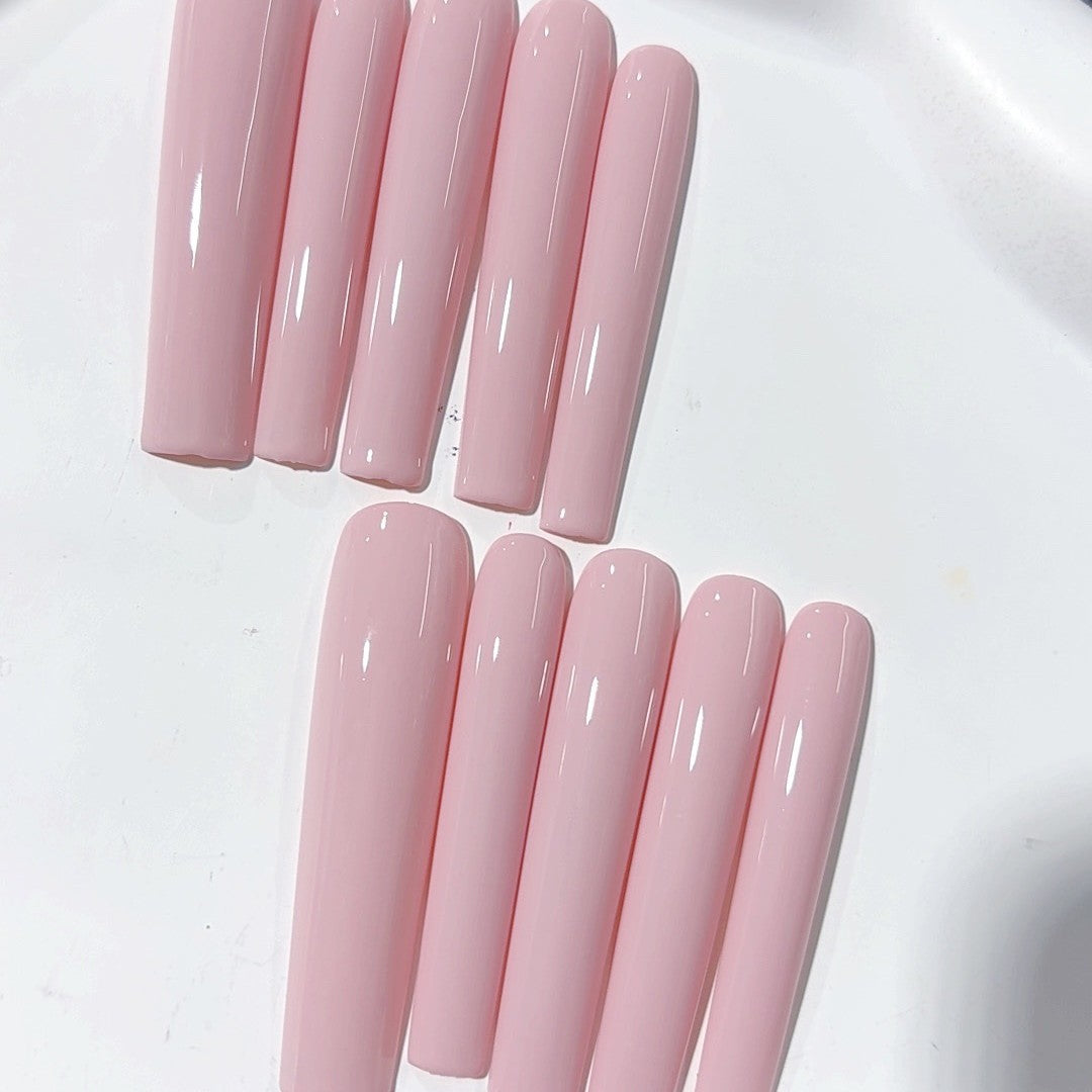 Soft Pink Minimal Glossy Extra Long Press On Nails
