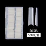 Nail Tips nail plate semi-sticker, light sticker, transparent XXL water pipe nail 500 pieces, boxed flat head fake nail, extended patch nail art.