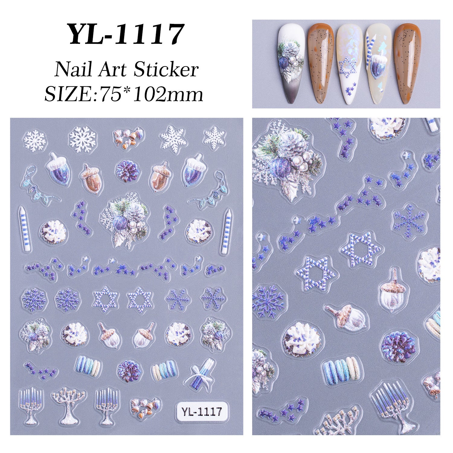 Christmas series nail art sticker 5D relief three-dimensional cute snowman DIY Christmas nail sticker jewelry YL