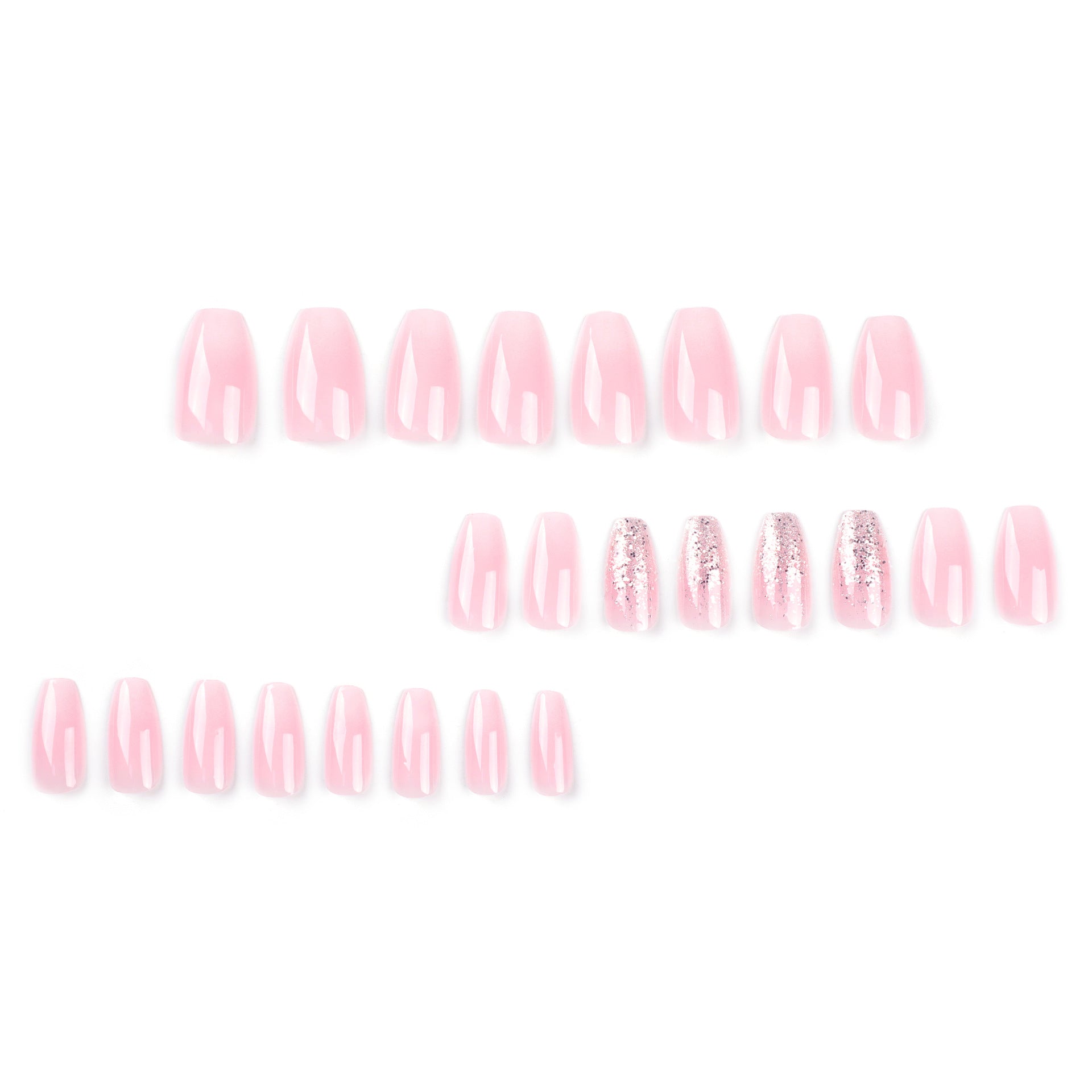 美甲甲片｜白色漸變亮粉粉末穿戴甲 成品假甲片 批發｜365nails