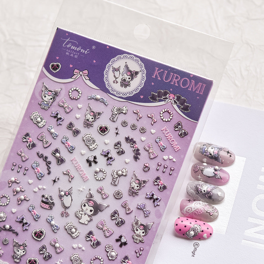 Gold Floral Collection: "Mini Gold Floral & Star" – 3D Embossed Nail Sticker