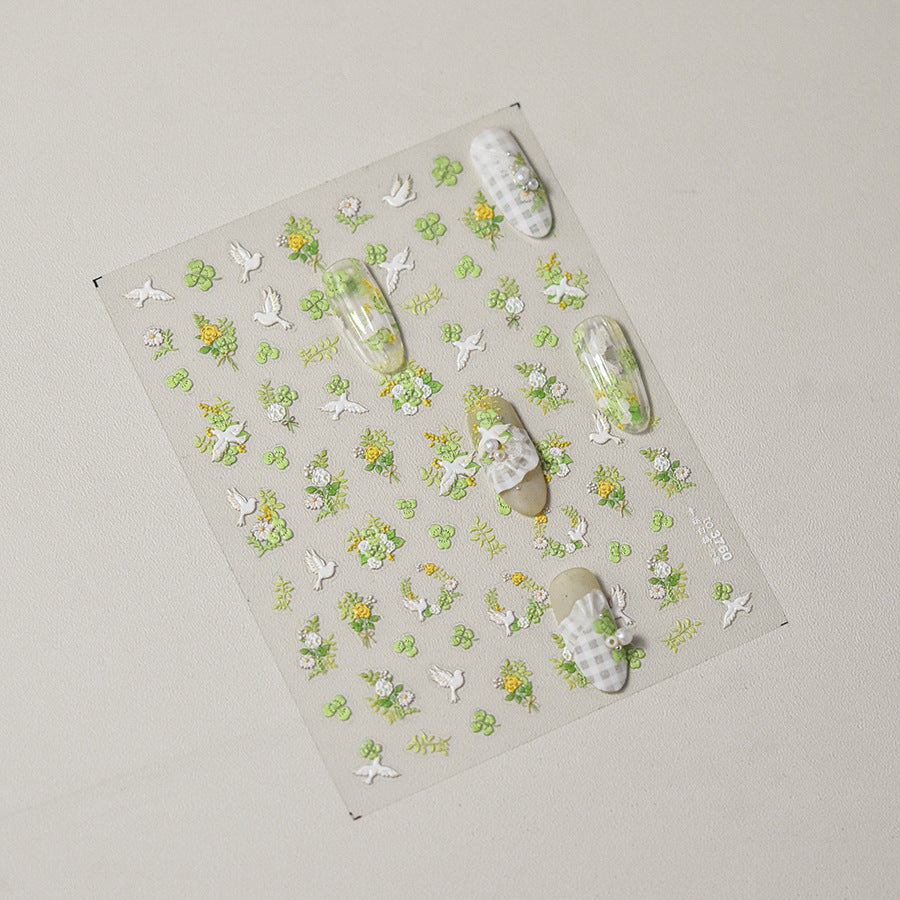 365nails: "Greenery & White Dove" – nail art stickers