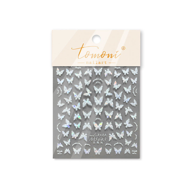 Iridescent Butterfly Collection: "Aurora Flutter" – 3D Holographic Nail Sticker