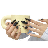 Handmade Wear Nail Black Checkerboard Bear Love Versatile Wear Nail Nail Art Removable | 365nails