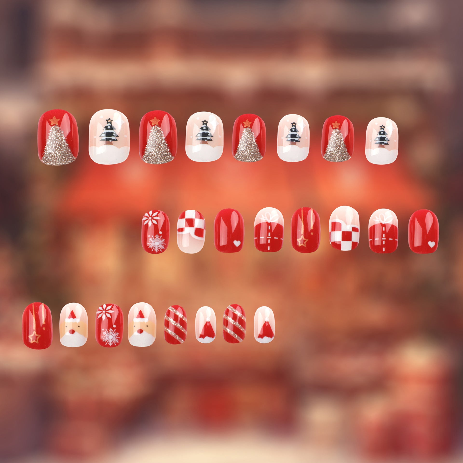 Adesivos populares para unhas, adesivos para unhas curtas de Natal, adesivos removíveis para unhas com pressão, produtos acabados no atacado｜365nails