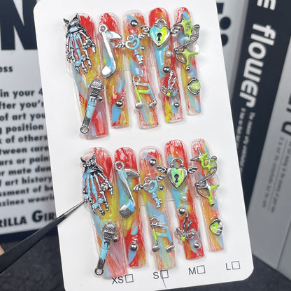 Sweet cool babes  music festivals water pipe nail Halloween personalized graffiti press-on nails pure handmade wholesale｜365nails