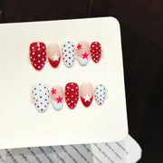 365nails: "별빛 도트" – 레트로 수작업 페인팅 숏 스퀘어형 네일