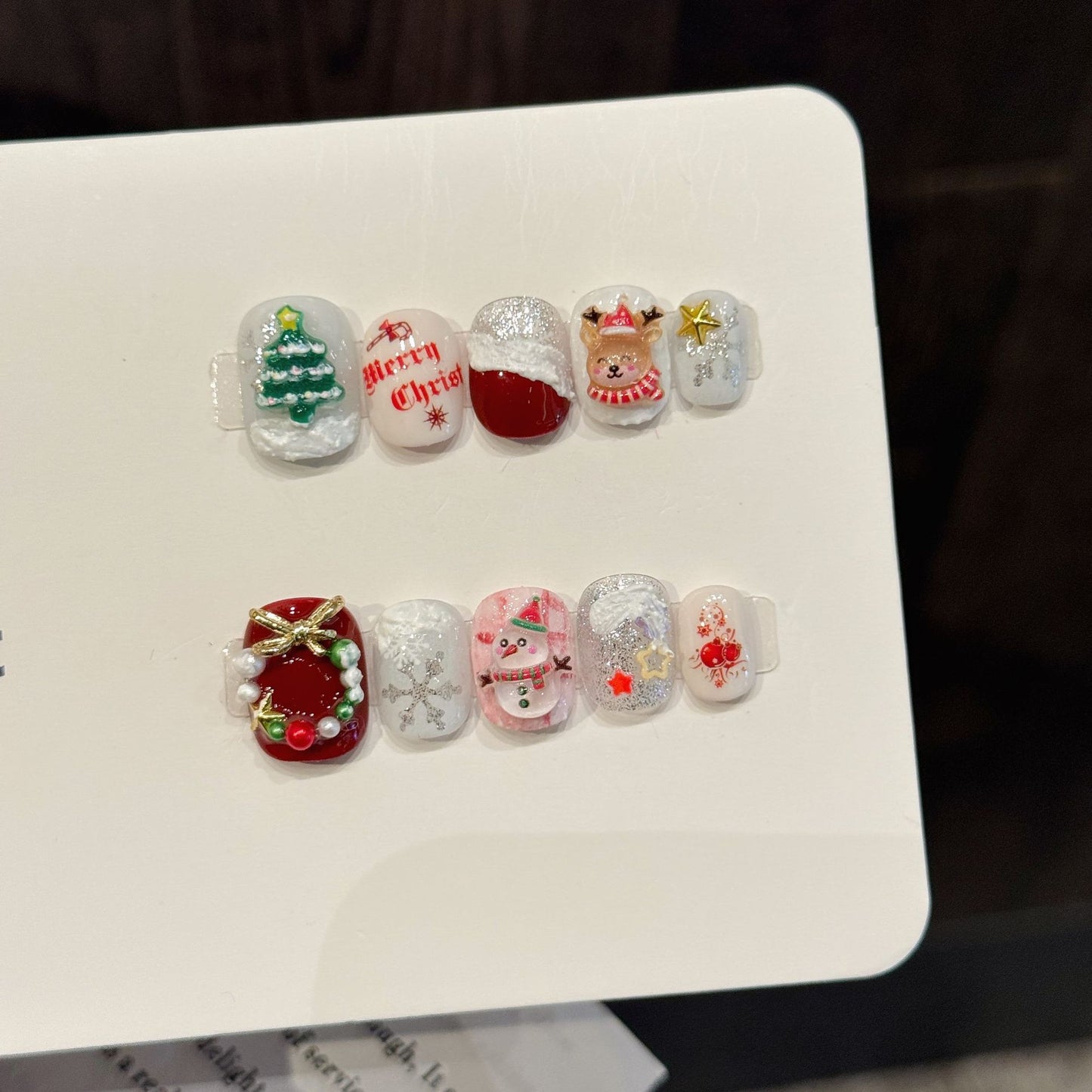 Cute Christmas Festive Red White Press On Nails