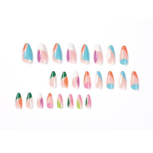 Multi-color French Edge Nail  Wholesale Press on nails Medium and Long Nail  Press on nails  Finished Product Wholesale｜365nails