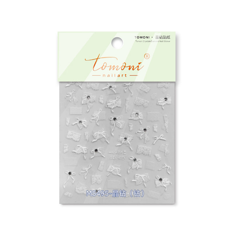 365nails: "White Lace & Pearl Bow" – nail art stickers