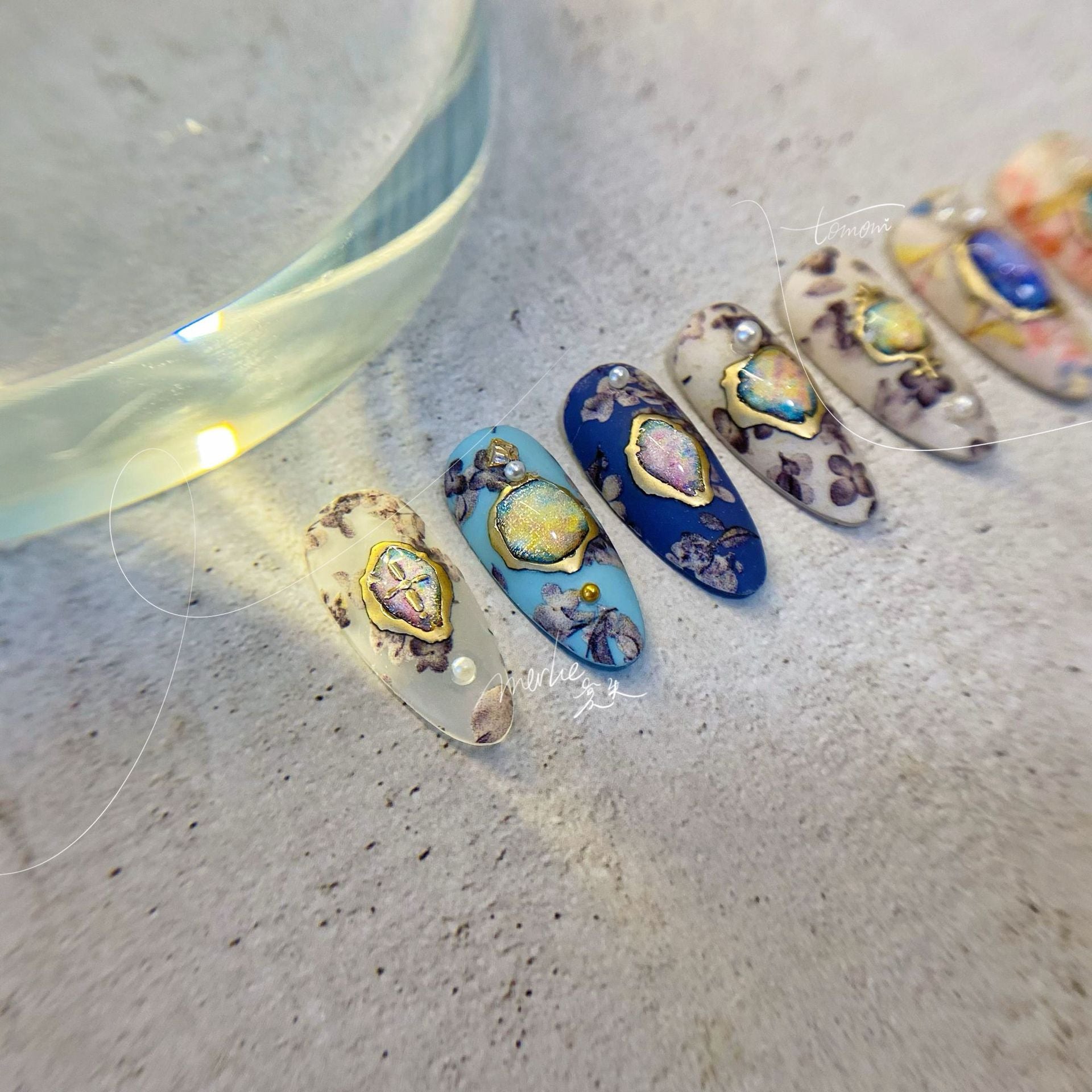 Opal Gemstone: "Medieval Opal" – Almond Shape Luxury Press-On Nails