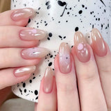 Nude cat eye flash pink cat paw print sweet cat press-on nails