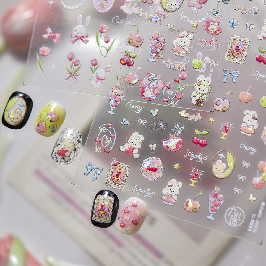 365nails: 체리 토끼 스위트샵 네일 아트 스티커