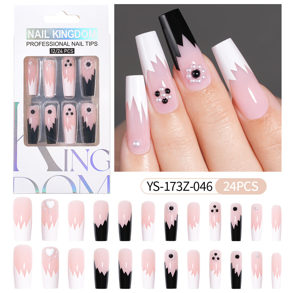 Press on nails fake nail patch extension nail Spice Girl medium rectangle removable 24 pieces with drill manicure