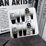 Uñas postizas hechas a mano con diseño de aerógrafo Spice Girl, cambio gradual, parche para uñas largas, pegatina de viento Cyberpunk ｜365nails