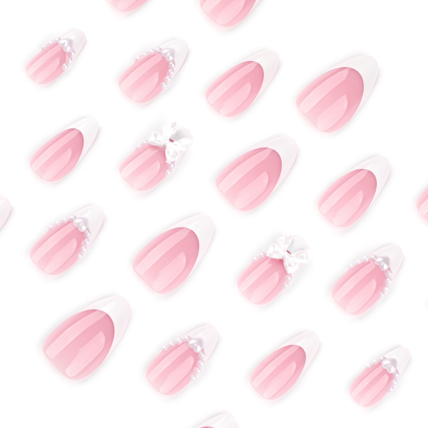 French Almond Pink Bow press-on nails