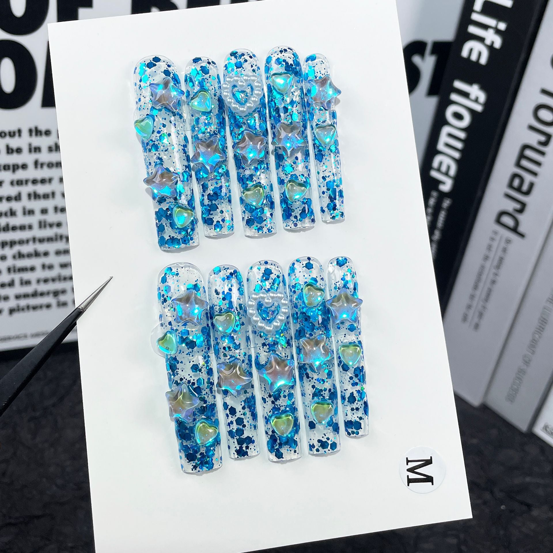 Estilo supr largo watr pip nail burst squ Hecho a mano ic a través de wholsal｜365nails