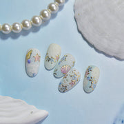 Ocean Shell Collection: "Iridescent Seashell" – 3D Holographic Nail Sticker