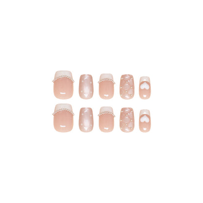 Nail Tips  prefabricated nail French press on nails Sweet love Chasing light cat eye nail Short T Nail art patch Diamond ｜365nails