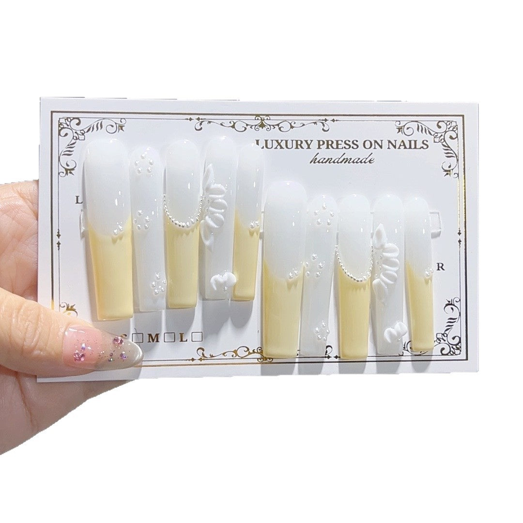 Ivory Yellow Pearl Minimal Press On Nail Set