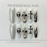 [Purely handmade real shot] Retro advanced personalized style manicure Croxin punk cross popular wear nails | 365nails