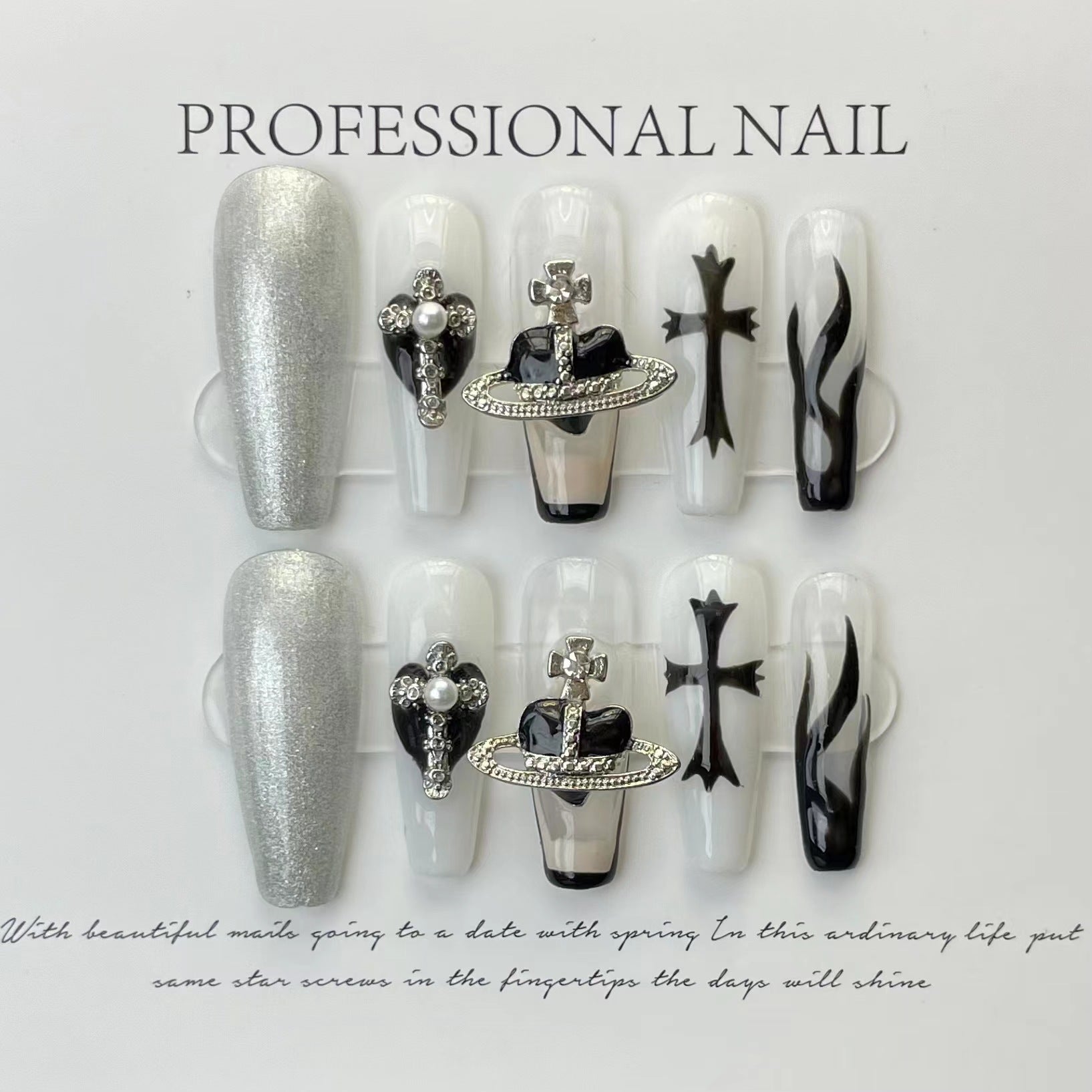 [Purely handmade real shot] Retro advanced personalized style manicure Croxin punk cross popular wear nails | 365nails