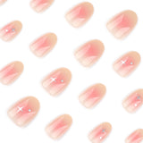 Soft Pink Gloss Nails with Subtle Silver Star Accents