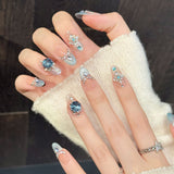 Icy Blue Crystal Gradient French Press On Nails