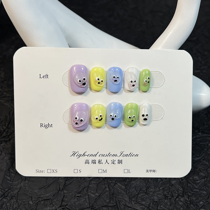 彩色卡通小熊短款穿戴甲
