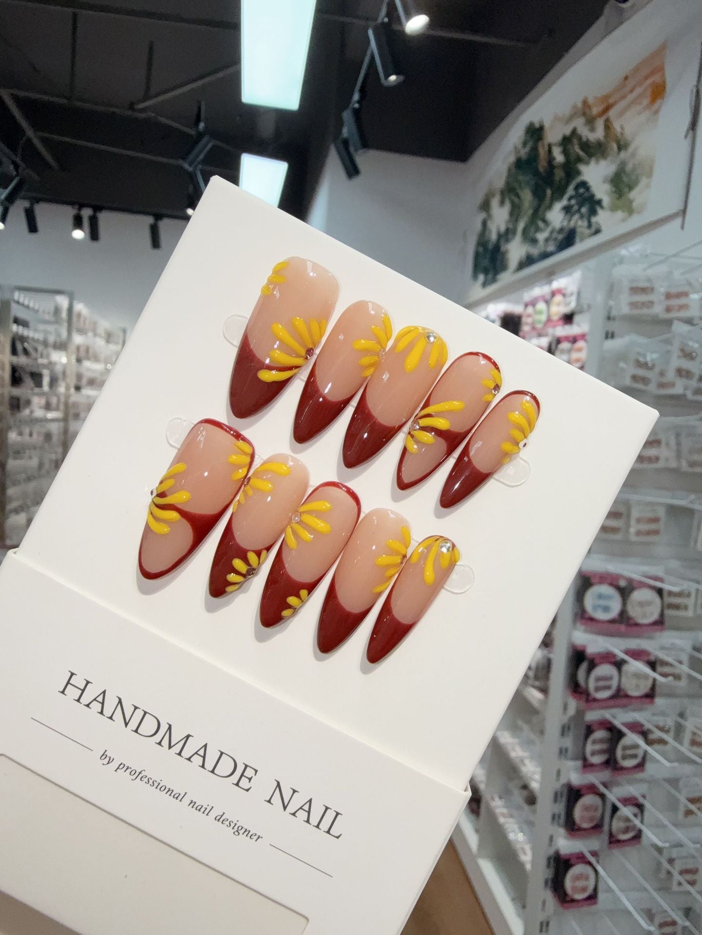 365nails: "Autumn Blaze" – 3D Maple Leaf Handmade Stiletto Nails