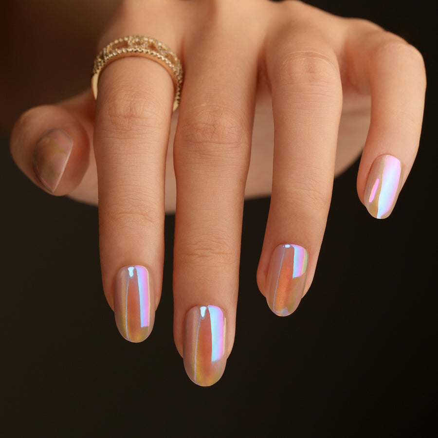 黃色純色簡約 極光貓眼短款穿戴甲 熱銷甲片｜365nails