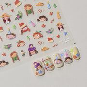 365nails: 만화풍 미니 초상화 네일 아트 스티커