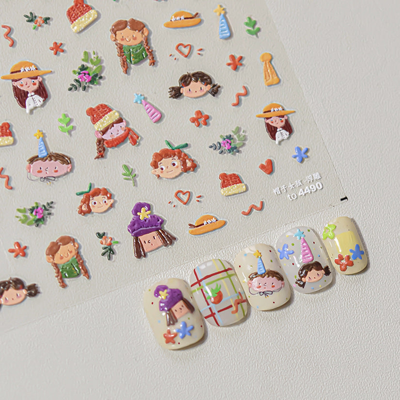 365nails: 만화풍 미니 초상화 네일 아트 스티커